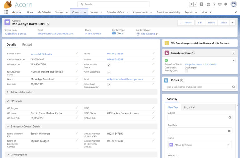 A demo will help you visualise Acorn running your service